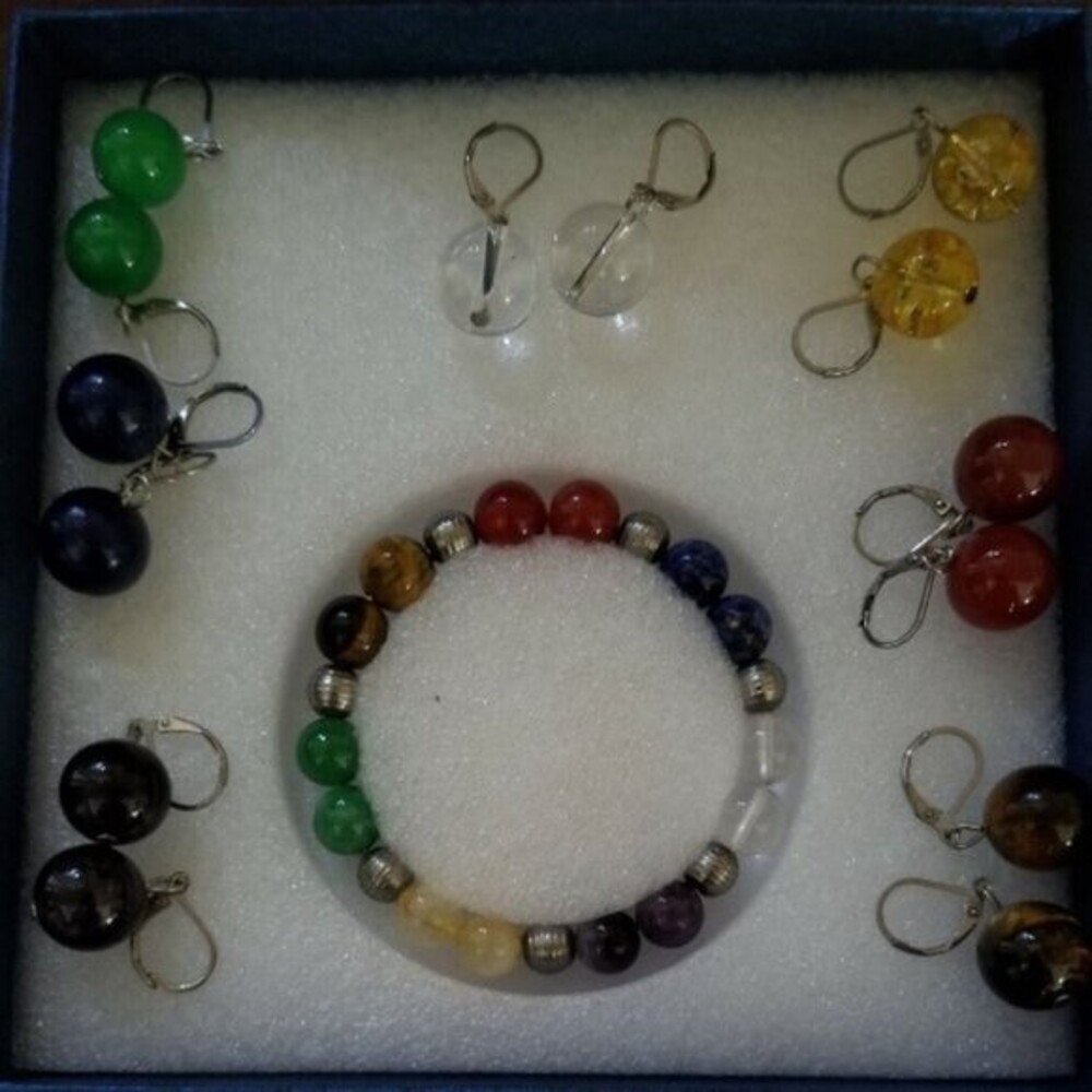 Chakra Bracelet & 7 pairs of Matching Earrings set